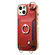 iPhone 14 Plus Fashion Ring Card Bag Phone Case with Hang Loop - Red