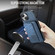iPhone 14 Plus Fierre Shann Oil Wax Cow Leather Card Holder Back Phone Case - Blue