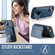 iPhone 14 Plus Fierre Shann Oil Wax Cow Leather Card Holder Back Phone Case - Blue