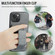 iPhone 14 Plus Fierre Shann Oil Wax Cow Leather Card Holder Back Phone Case - Grey
