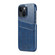 iPhone 14 Plus Fierre Shann Retro Oil Wax Texture PU Leather Case with Card Slots - Blue