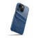 iPhone 14 Plus Fierre Shann Retro Oil Wax Texture PU Leather Case with Card Slots - Blue