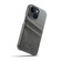 iPhone 14 Plus Fierre Shann Retro Oil Wax Texture PU Leather Case with Card Slots - Grey