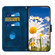 iPhone 14 Plus Floral Pattern Leather Phone Case with Lanyard - Dark Blue