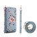 iPhone 14 Plus Flower Multi-functional Crossbody Zipper Wallet MagSafe Leather Phone Case - Blue