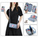 iPhone 14 Plus Flower Multi-functional Crossbody Zipper Wallet MagSafe Leather Phone Case - Blue