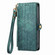 iPhone 14 Plus Geometric Zipper Wallet Side Buckle Leather Phone Case - Green