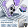 iPhone 14 Plus Gold Shield CD Pattern MagSafe Magnetic Phone Case with Rotating Stand - Transparent Purple