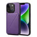 iPhone 14 Plus Imitation Calfskin Leather Back Phone Case with Holder - Purple