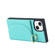 iPhone 14 Plus Litchi Texture Card Bag Phone Case - Green