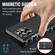 iPhone 14 Plus Magnetic Napa Texture Leather Phone Case with Holder - Black