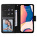 iPhone 14 Plus Marble Bronzing Stitching Horizontal Flip PU Leather Case - Black