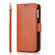 iPhone 14 Plus Microfiber Zipper Leather Phone Case - Brown