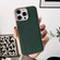iPhone 14 Plus Nano Electroplating Cross Texture Genuine Leather Phone Case - Green