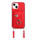 iPhone 14 Plus Organ Card Bag Ring Holder Phone Case with Long Lanyard - Red