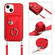iPhone 14 Plus Organ Card Bag Ring Holder Phone Case with Long Lanyard - Red