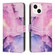iPhone 14 Plus Painted Marble Pattern Leather Phone Case - Purple