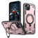 iPhone 14 Plus PC Hybrid TPU Armor MagSafe Ring Holder Phone Case - Rose Gold