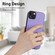 iPhone 14 Plus R20 Crossbody Rope Ring Card Holder Phone Case - Purple