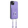iPhone 14 Plus R20 Crossbody Rope Ring Card Holder Phone Case - Purple