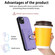 iPhone 14 Plus R20 Crossbody Rope Ring Card Holder Phone Case - Purple