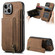 iPhone 14 Plus Retro Leather Zipper Wallet Back Phone Case - Brown