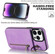 iPhone 14 Plus Retro Ring and Zipper RFID Card Slot Phone Case - Purple