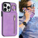iPhone 14 Plus Retro Ring and Zipper RFID Card Slot Phone Case - Purple