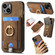 iPhone 14 Plus Retro Splitable Magnetic Card Bag Leather Phone Case - Brown