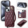 iPhone 14 Plus Rhombic Dual Buckle Card Slots Phone Case with Lanyard - Wine Red