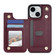 iPhone 14 Plus Rhombic Dual Buckle Card Slots Phone Case with Lanyard - Wine Red