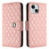 iPhone 14 Plus Rhombic Texture Flip Leather Phone Case with Lanyard - Coral Pink