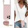 iPhone 14 Plus Rhombic Texture Phone Case with Dual Lanyard - Rose Gold