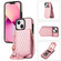 iPhone 14 Plus Rhombic Texture RFID Phone Case with Lanyard & Mirror - Rose Gold