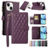 iPhone 14 Plus Rhombic Zipper Wallet Leather Phone Case - Deep Purple