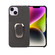 iPhone 14 Plus Ring Holder Litchi Texture Genuine Leather Phone Case - Black