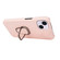 iPhone 14 Plus Ring Holder Litchi Texture Genuine Leather Phone Case - Pink
