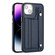 iPhone 14 Plus Shockproof Leather Phone Case with Wrist Strap - Blue