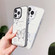 iPhone 14 Plus Silver Painting PC Hybrid TPU Phone Case - Hollow Butterfly White