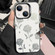 iPhone 14 Plus Silver Painting PC Hybrid TPU Phone Case - Hollow Rose Black