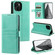 iPhone 14 Plus Simple 6-Card Wallet Leather Phone Case - Green