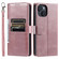 iPhone 14 Plus Simple 6-Card Wallet Leather Phone Case - Rose Gold