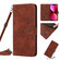 iPhone 14 Plus Skin Feel Heart Pattern Leather Phone Case With Lanyard - Brown