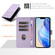 iPhone 14 Plus Smile Embossing RFID Leather Phone Case - Light Purple