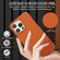 iPhone 14 Plus Stitching Cloth PU Shockproof Phone Case - Brown