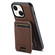 iPhone 14 Plus Suteni H18 Cross Grain MagSafe Wallet Leather Phone Case - Brown