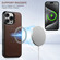 iPhone 14 Plus Suteni H20 Cross-Grain MagSafe Horizontal Card Bag Back Phone Case - Brown