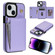 iPhone 14 Plus Three Fold Card Bag Phone Case with Long Lanyard - Purple
