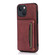 iPhone 14 Plus Three-fold Leather Phone Case - Wine Red