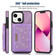 iPhone 14 Plus Three-fold RFID Leather Phone Case with Lanyard - Purple
